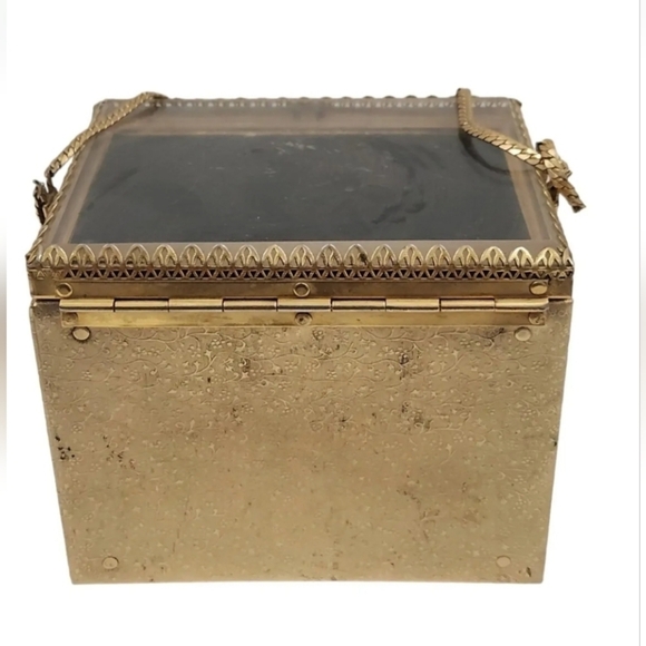 RARE Tyrolean NY Vintage 50's Golden Box Hand Purse - Picture 7 of 9